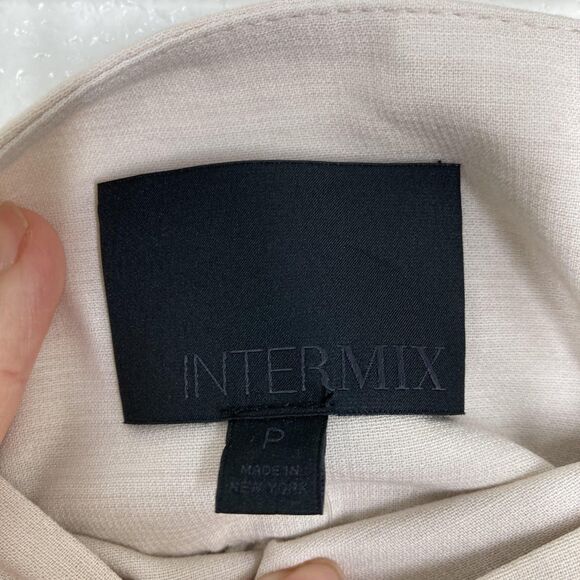 Intermix Pants Womens Petite Beige Khaki Sheer Wide Leg High Waist Viscose Wool - Picture 9 of 13